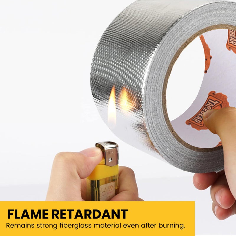 TAPEBEAR Aluminum Foil Heat Shield Tape 2inch x 65Yards, Aluminized Fiberglass Cool Tape 5.5mil Heat Resistant Tape Thermal Barrier for Air Dryer Vent, HVAC, Heating Unit, Hose and Pipe, 5Rolls/980Ft - Image 3